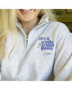 Coffee Scrubs and Rubber Gloves Pullover Sweatshirt