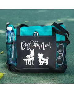 Personalised With Dog Silhouette & Breed Name Tote Bag, Dog Mom Tote Bag