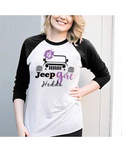 Custom Flower Raglan Tee Jeep girl Personalized T-shirt