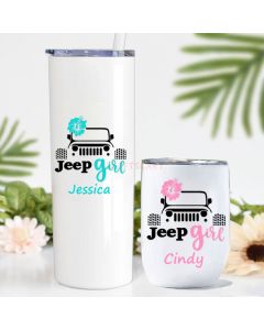Flower Jeep Girl Personalized 20oz Tumbler