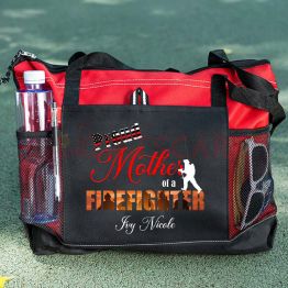 Personalized Proud Mom of a Firefighter Tote Bag