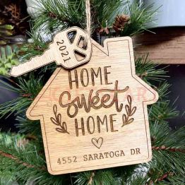 2021 Wooden House Christmas Ornament  Sweet Home Ornament