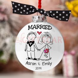 Personalized Christmas Ball Ornament for Engaged/Married Couples