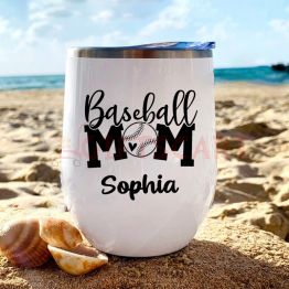 Personalized 12oz Ball Mom Tumbler,  Stainless Steel Stemless Tumblers