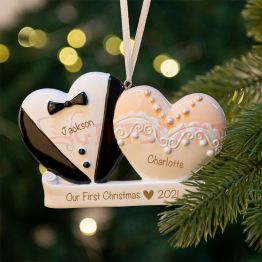 Bride & Groom Christmas Ornament  Personalized Wedding Christmas Ornament