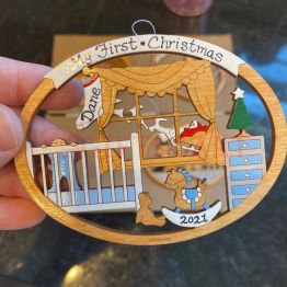 Personalized Baby's First Christmas Ornament for Baby Boy or Girl - Wood, Laser Cut