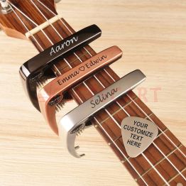 Personalized Metal Guitar Capo, Guitar Pick, Custom Message, Christmas Gift for Guitarists