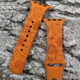 Halloween Design engraved Silicone Watch Band for Apple, Samsung and Fitbit 