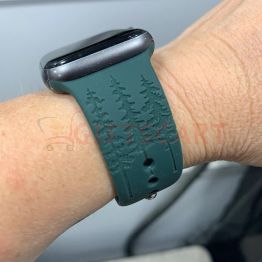 Evergreen Tree Engraved Silicone Watch Band for Apple, Samsung and Fitbit