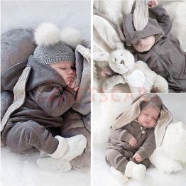 Personalised Baby Toddler Kids Unisex Zip Hooded Rabbit Bunny Onesie