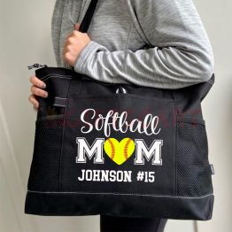 Personalized Ball Mom Tote Bag , Sports Bag