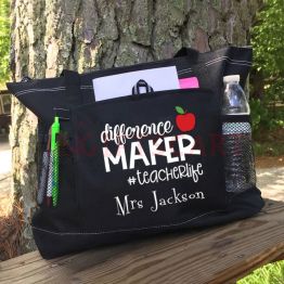 Difference Maker #TeacherLife Personalized Tote Bag