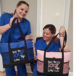 Livin the Scrub Life Nurse Tote Bag，RN, LPN, CNA Personalized Tote bag