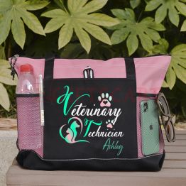 Personalized Veterinary Technician Watercolor Tote Bag