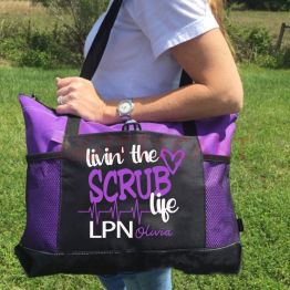 Livin the Scrub Life Nurse Personalized Tote Bag，RN, LPN, CNA Personalized Tote bag