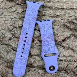 Halloween Design engraved Silicone Watch Band for Apple, Samsung and Fitbit 